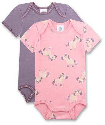 Sanetta Baby-Body kurzarm (Doppelpack) rosa & lila Esel | Hochwertiger und nachhaltiger Body für Mädchen aus Bio-Baumwolle.