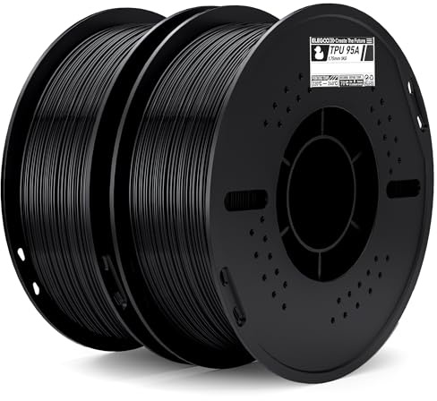 ELEGOO TPU Filament 95A 1.75mm Schwarz 2KG, 3D Drcuker Filament | Flexibles Weiches 3D Druckmaterialien, 1kg Kunststoffspule (2.2lbs) für die Meisten 3D Drucker