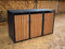 Triple Wheelie Bin Storage Cover, Galvanised Steel, Wood Effect Panels, 199 x 80 x 116 cm, Anthracite Grey