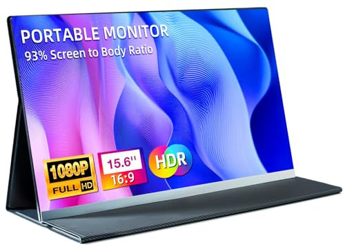 Portable Monitor 15.6 FHD 1080P IPS HDR Portable Second Screen Travel Monitor for Laptop 120% sRGB USB-C HDMI Plug & Play External Gaming Monitor Display for Laptop PC Phone Mac Switch Xbox PS3/4/5