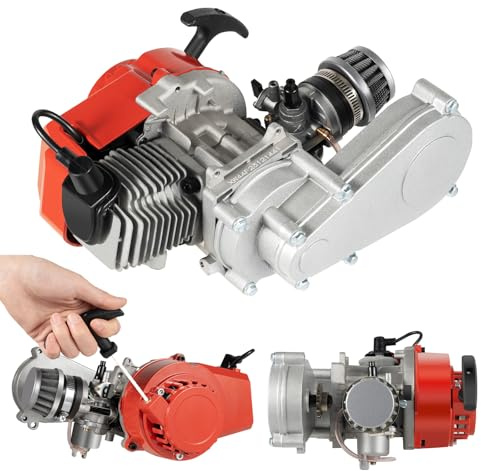 LKHDONG 49ccm Pocket Bike Motor 50ccm Cross Engine, 2 Takt Dirtbike Motor mit Vergaser und Luftfilter Einzylinder 3PS