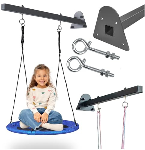 ZOLTA Metall Querstrebe für Gartenschaukel – Graphit - 107 cm Schaukel Erweiterung, pulverbeschichteter Stahl, 150 kg Belastbarkeit, Wand Gestell Deckenmontage, inklusive Montageset