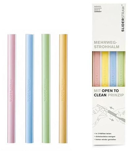 Filapen Wiederverwendbare Strohhalme – 4er Set Trinkhalme – Made in Germany & 7-fach international ausgezeichnet – Nachhaltiger Strohhalm für heiße & kalte Getränke