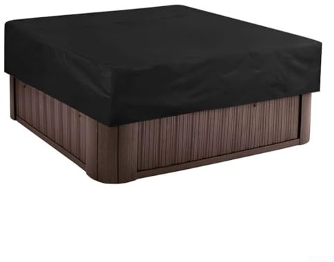 Abdeckung für die Badewanne im Freien, Gartentisch, quadratisch, für Whirlpools, 190T Polyester, elastisch, wasserdicht, sonnenfest, UV-beständig (215 x 215 x 30 cm)