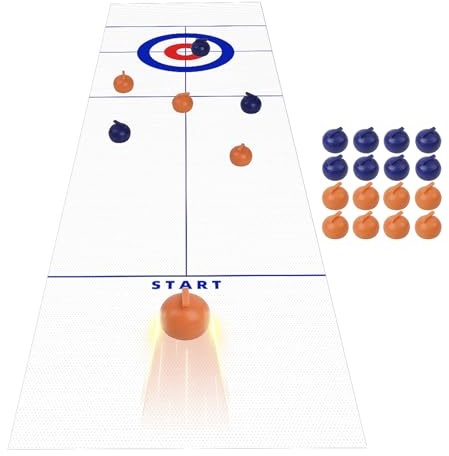 Tisch-Curling-Spiel – 135 X 27 X 0,5 cm Matte | Brettspiele Mit 16 Bällen | Tisch-Shuffleboard Curling Bowling | Lernspaßiges Interaktives Familienspiel Für Kinder Und Erwachsene