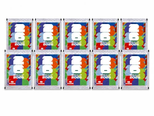 World Cup 26 Sticker - 10 Stickertüten 70 Sammelsticker Tüten WM 2026 Fussball Karten Packs und BB-Toy-Trades Versandschutz