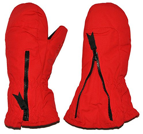 alles-meine.de GmbH Fausthandschuhe - rot - mit langem Schaft - Größe: 1 bis 2 Jahre - Reißverschluß - leicht anzuziehen - Thermo gefüttert Thermohandschuh - Fausthandschuh H..