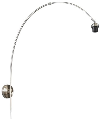 Qazqa - Moderne Wandleuchte Stahl I Silber I nickel matt ohne Schirm - Arc I Wohnzimmer I Schlafzimmer - Stahl Rund I Länglich - LED geeignet E27