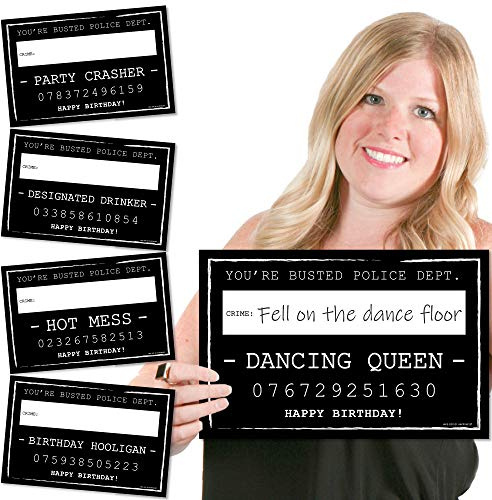 Birthday Party Mug Shots - Photo Booth Props Party Mug Shots - 20 Count