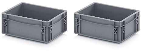Auer Packaging 2x Eurobehälter 30 x 20 x 12 grau inkl. gratis Zollstock 2er Set