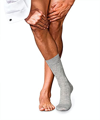 FALKE Herren Socken No. 7 M So Wolle einfarbig 1 Paar, Grau Light Grey Melange 3388, 43-44