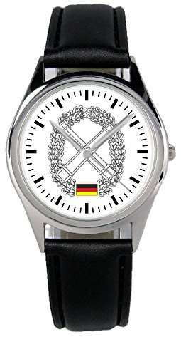 KIESENBERG Armbanduhr Soldat Bundeswehr Artillerie Geschenk Artikel Idee Fan Damen Herren Unisex Analog Quartz Lederarmband Uhr 36mm Durchmesser B-1199