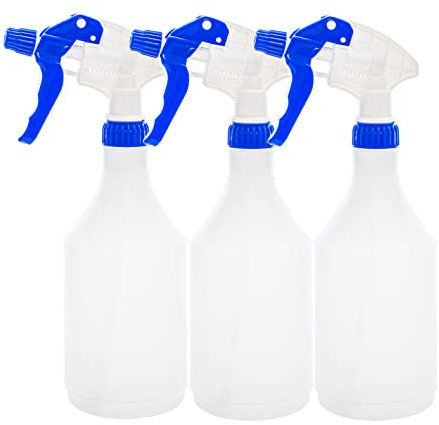 Clay Roberts Water Spray Bottles, Mist and Jet Settings, Pack of 3, Blue, 750ml, Measuring Gauge, Blue Spray Bottles, Cleaning, Gardening, Sprayer Bottle, Water for Cleaning