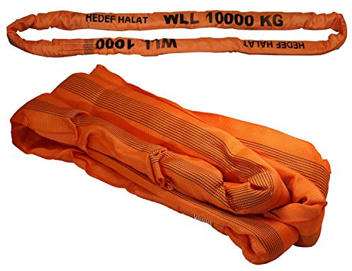Rundschlinge 10000kg Tragkraft, 10m Umfang, endlos mit Polyesterkern, Hebegurt Hebeband, Orange