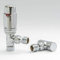 Hot Flow Chrome Marella Modern Thermostatic Radiator Valve Angled TRV. Includes Angled TRV Body, Wheel Head and Lock Shield for Quick & Easy Temperature Control.