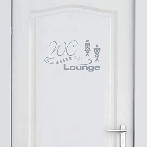 INDIGOS UG - Wandtattoo Wohnzimmer - Wandaufkleber WC Lounge Türaufkleber 30cm x 17cm Silber - Aufkleber Kinderzimmer Schlafzimmer Küche Badezimmer Büro Dekoration