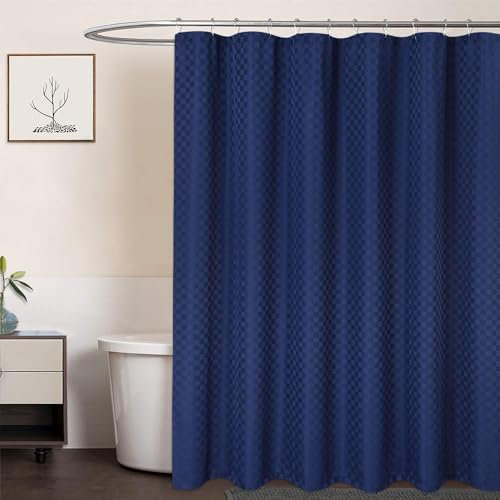 LinTimes Duschvorhang Blau, Hotel Luxury 190 GSM Thick Polyester Duschvorhang Shower Curtain, Dunkelblau, 180x200 cm (Verpackung MEHRWEG)