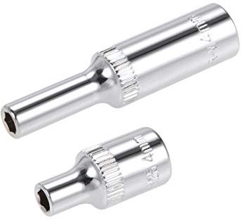 uxcell 1/4-Inch Drive by 4mm Deep and Shallow Socket Set of 2 Pcs, Cr-V, 6-Point, Metric