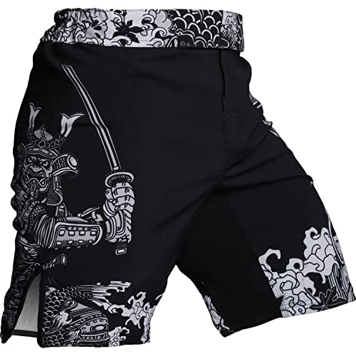 Hardcore Training Short MMA Homme BJJ No Gi Grappling Arts Martiaux Boxe | Short de combat pour jiu jitsu et kickboxing, tissu extensible, fentes latérales et taille ajustable, cordon et autoagrippant
