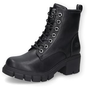 Dockers by Gerli Damen Combat Boots, Frauen Stiefeletten,warm gefüttert,uebergangsschuhe,uebergangsstiefel,schnürstiefel,schwarz,38 EU