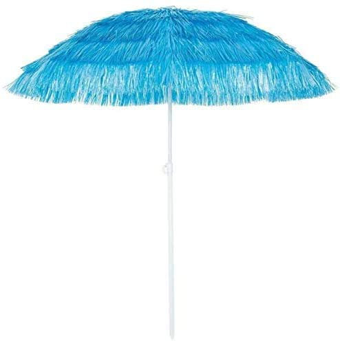 Unibos Hawaiian Parasol 180 cm Beach Parasol Patio Garden Umbrella Sun Shade Tilting (Blue Hawaiian Parasol)
