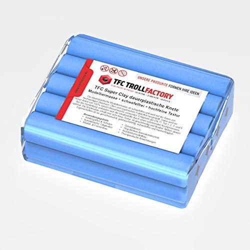 TFC SuperClay I dauerplastische Knete I Modelliermasse I hergestellt aus hochwertigen Wachsen (100% Bienenwachs) und Ölen I hellblau, 500g