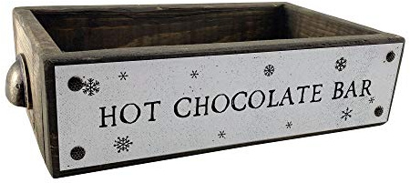 ANVEVO Hot Chocolate Bar – Christmas Home Décor Box – Cute & Funny Rustic Farmhouse Home Décor – Storage Caddy - Wood Boxes with Sayings