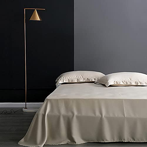 LONGSAO 100% Maulbeerseide Bettlaken Einfarbig Flache Laken Bettwäsche Echte Seide Für King Queen Size Bettlaken Heimtextilien-Champagner_Gold_240x250cm