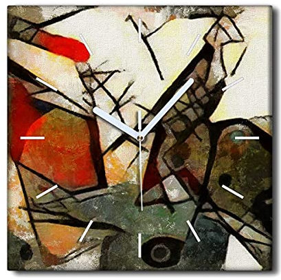 Coloray Uhr auf Leinwand - Weiße Hände - 30x30cm Moderne Kunst Wohnzimmer Schlafzimmer Wandkunst Lautlos Nicht Tickend Wandgemälde Dekoration - Picasso-Geometrie