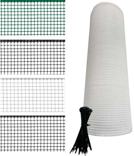 Generico Rete Balcone Protettiva in plastica per Ringhiera Cancelli e Recinzione Decorativa per Giardino Anticaduta Protezione Bambini e Animali con 100 Fascette in Omaggio(h1x15mt, Bianco)