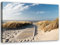 Feeby Vlies Leinwandbild XXL Strand Meer Wellen Himmel 120x80 cm Wandbild Kunst Bilder Schlafzimmer Deko Wohnzimmer Wolken Gras Sand Steg Beige
