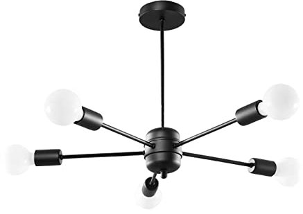 Sollux Beleuchtung Decke Einfache Lampe für Haus Büro Minimalistische Dekoration Ohne Glühbirnen Aus Stahl Kronleuchter LANGO 5 Schwarz Größe 66x66x46