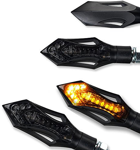 Germany Motorsports LED Mini Blinker Rush e-geprüft universal für Motorrad, Roller, Quad mit 12V (LED Blinker, 2 Paar)