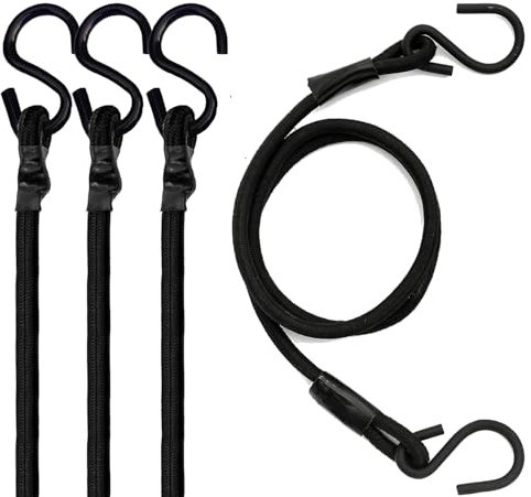 6FT & 3FT Long Heavy Duty Elastic Bungee Straps, 72-Inch/36-Inch Long Luggage Rope Tie Downs Cable Bungee Cords with Hooks for Camping, Tarps, Bike,Cars,Roof Racks,Tent Transport Locking