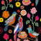 VaryPaper Bunte Papageien Tapete Blumen Vintage Fototapete Blumen Schrankaufkleber Schwarz Möbelfolie Selbstklebend Klebefolie Küchenrückwand Tapeten für Schlafzimmer Badezimmer 44.5cmx200cm