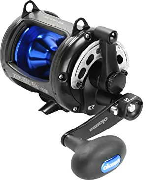 Okuma Solterra SLX Zweigang-Angelrolle mit geschlossenem Rahmen, Hebelrolle, Salzwasser-Schlepprolle, SLX-30IIb, 450 m - 18 kg, Schwarz