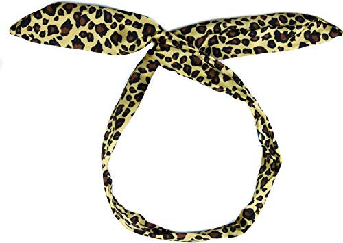 Mytoptrendz® Animal Leopard Print Headband - Women Girls Wire Hair Tie Headband Hair Wrap Satin Retro Rockabilly Wired Scarf Hair Band Head Wrap (Leopard Animal Print)