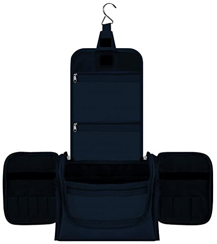 Vinsani Premium Toiletry Bag 5 Compartment Travel Wash Bag Unisex, Navy