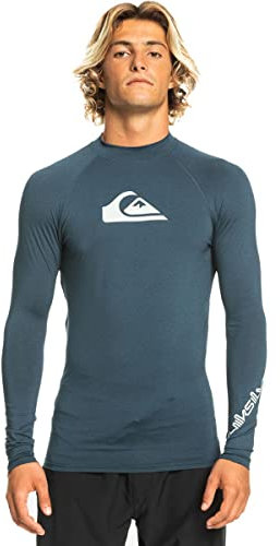 Quiksilver Herren Standard All Time Langarm Rashguard UPF 50 Sonnenschutz Surf Shirt, Marineblauer Blazer Heather, M