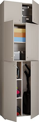 VCM armoire rangement garage, armoire a balai exterieur, armoire a balai interieur, armoire balai exterieur Armoire à balais en bois Armoire à aspirateur Armoire de ménage Portes battantes Lona A Gris