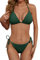 Zuvebamyo Damen Zweiteiliges Bikini Badeanzug Set – Sexy Ripp-Optik Triangle Top, Badeanzüge mit Bindebändern, Cheeky Bikini Sets, Dunkelgrün, Medium