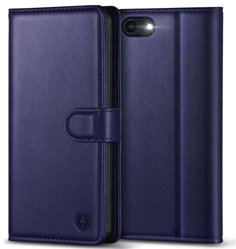 Kuafcase Case Compatible for iPhone 7, iPhone 8, iPhone SE 2022, iPhone SE 2020, 4 Card Slots Magnetic Closure Kickstand Shockproof Protective Phone Case Compatible for iPhone 7/8/SE - Blue