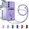 Aithne Cordon de Coque pour Samsung Galaxy S20 FE 4G / S20 FE 5G,Couvercle Coulissant de la Caméra+Support Annulaire à 360 Degrés,Fentes pour Cartes Lanyard Silicone Case -Pourpre