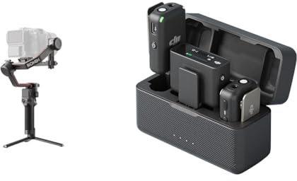 DJI RS 3 Pro, stabilizzatore portatile a 3 assi per fotocamere DSLR e cinematografiche Canon/Sony & Mic - Microfono Wireless Compatto e Portatile Lavalier con Registrazione a Doppio Canale