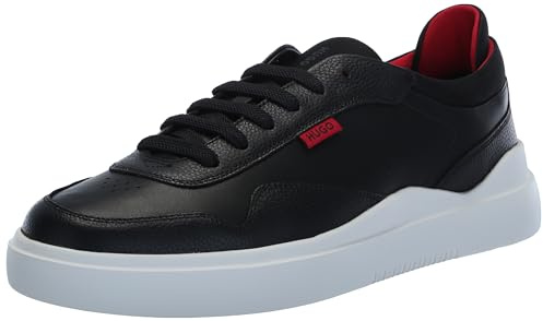 HUGO Men's Blake Cupsole Smooth Sneakers, Black Soil, 12 UK