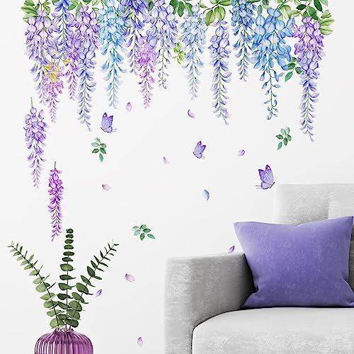HGDESIGN® Wandtattoo Wandaufkleber Grüne Pflanzen Hängende Blätter Vogel Wohnzimmer Schlafzimmer Wandsticker Wandbild Flur Wanddeko (C)