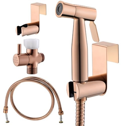 Purrfectzone Bidet Sprayer for Toilet, Bidet Sprayer for Feminine Wash, Premium Stainless Steel Jet Spray for Toilet, Wall-Mounted or Toilet Tank Mounted - Rose Gold