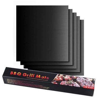 Griglia Tappetino BBQ 5 Pezzi Tappetino Barbecue 40x33CM Tappetini da Barbecue Resistente al Calore Antiaderente Riutilizzabili per Griglia a Gas Carbone Forno e Griglia Elettrica