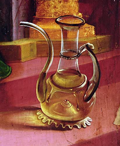 MiguOo Modern Colour Posters Vintage Canvas Painting Classic Oil Painting a Glass Jug Detail From the Concert of Angels by Matthias Grünewald for Home Decor 60x90cm