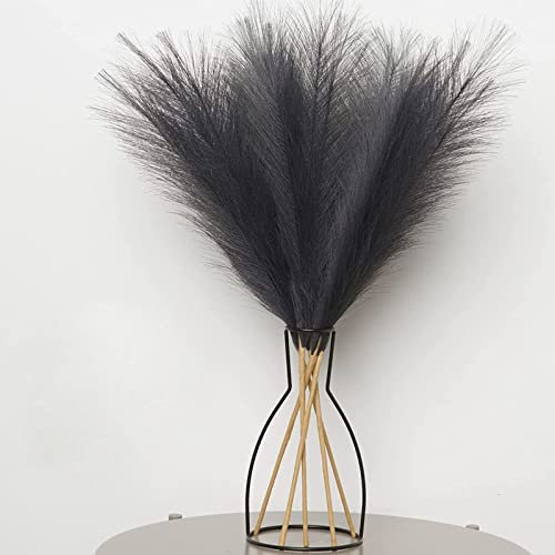 CALAMAANS Hohes Pampasgras, künstliches Pampasgras, 100 cm, 5 Stück, künstliches Pampassgras, Dekoration für Vasenfüller, Zuhause, Büro, Hochzeit und Veranstaltungen, Boho-Dekor (Schwarz)